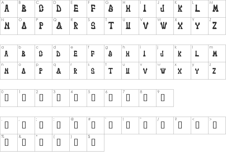 Marked Fool font character map preview