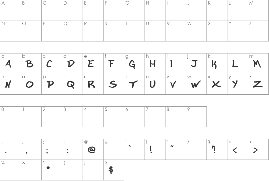 Marker Garbage font character map preview