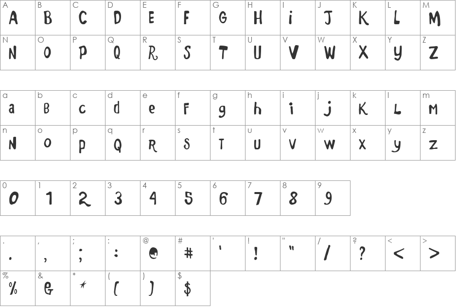 Marker Monkey FW font character map preview