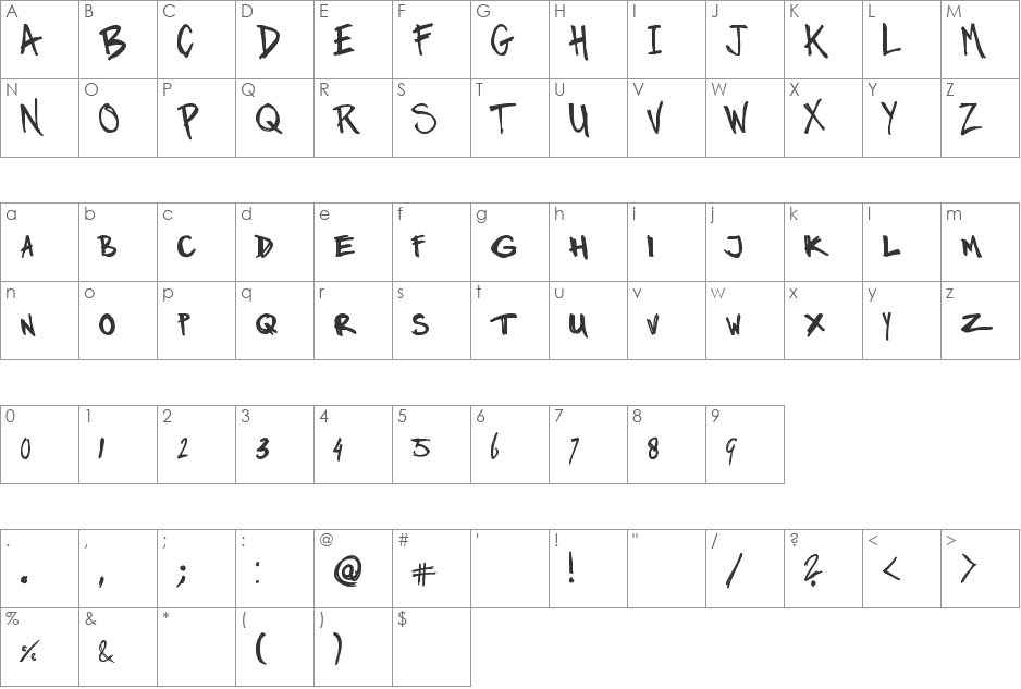 Marker Twins font character map preview