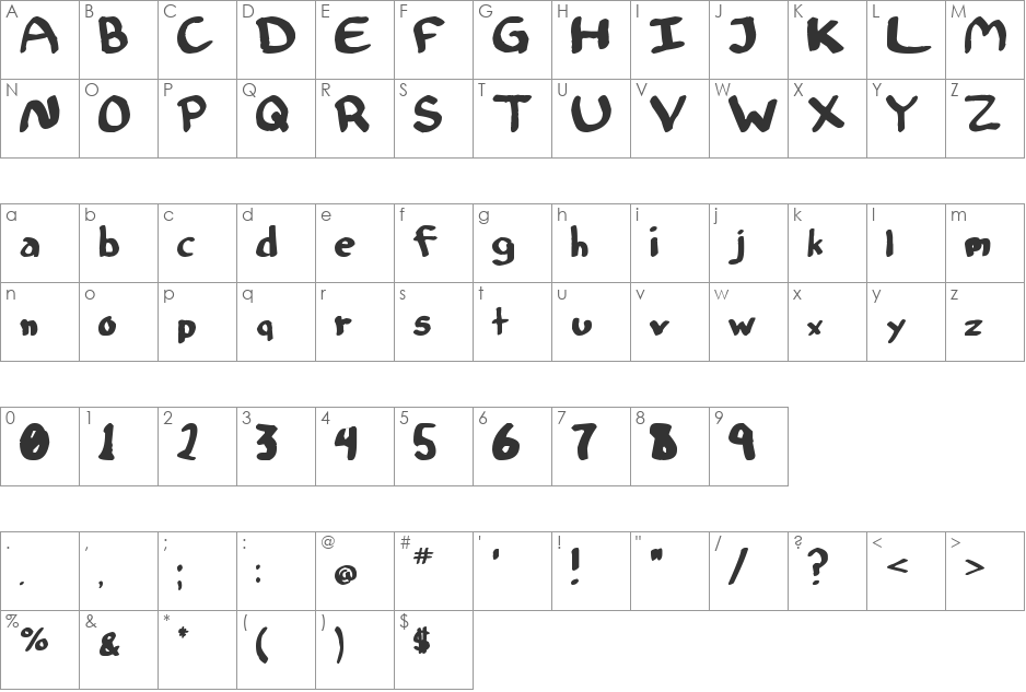 Marker Type font character map preview