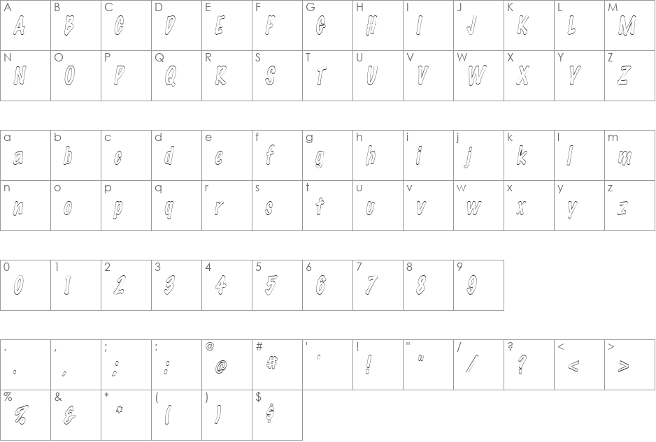 Marker-Hollow-Condensed font character map preview