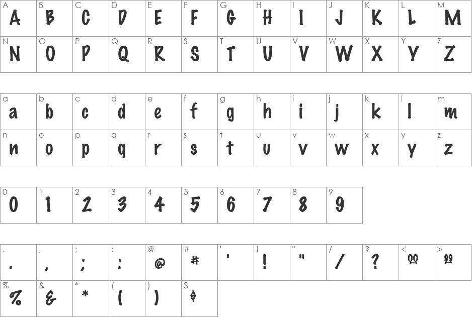 MarkerFeltThin-Plain font character map preview