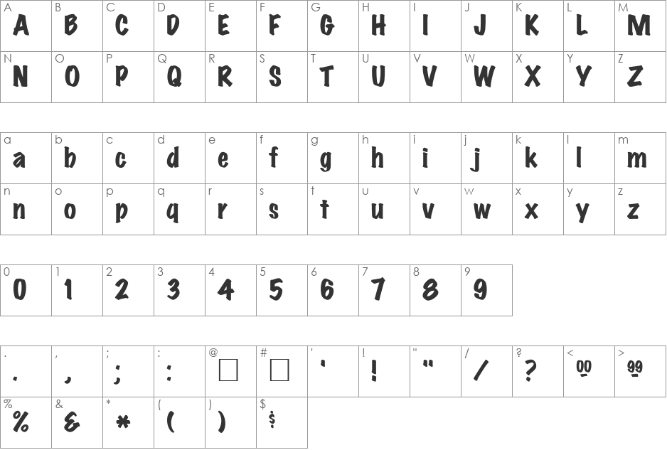 MarkerFeltWide font character map preview