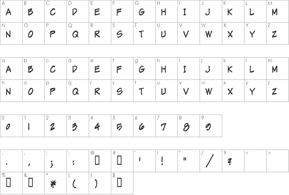 MarkerMan font character map preview