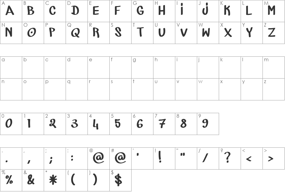 MARKER_CRE font character map preview