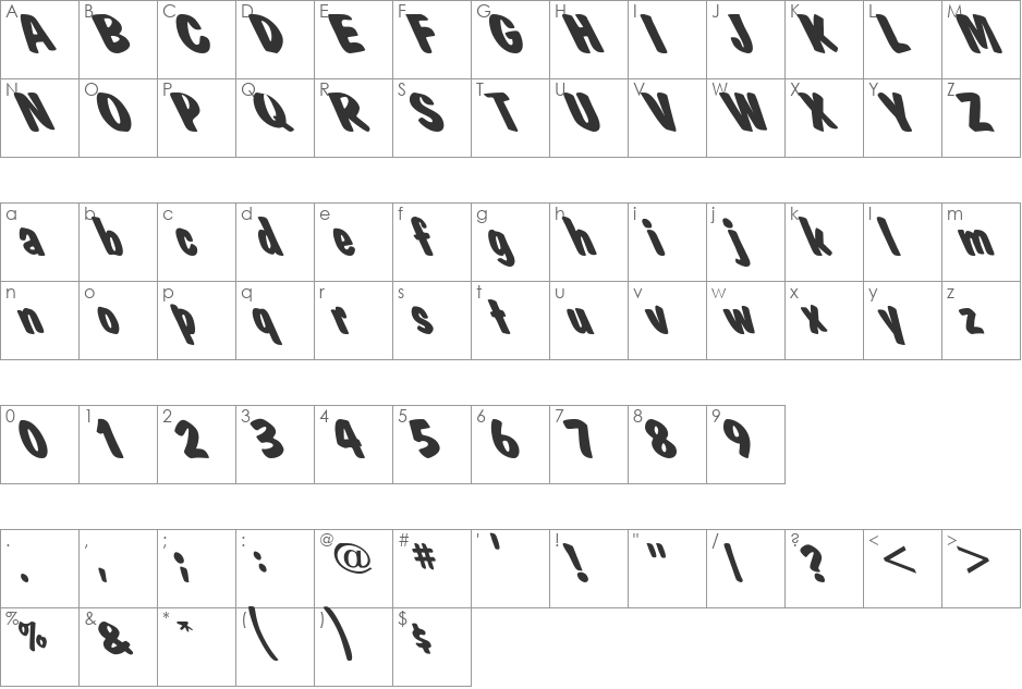 Market Bold Left font character map preview