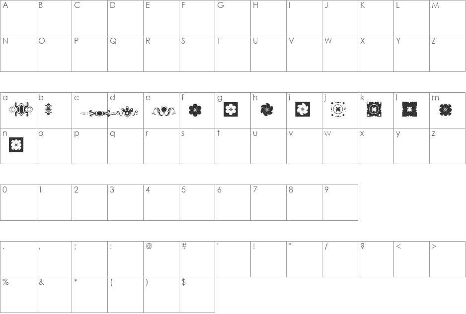 Markie Ding font character map preview