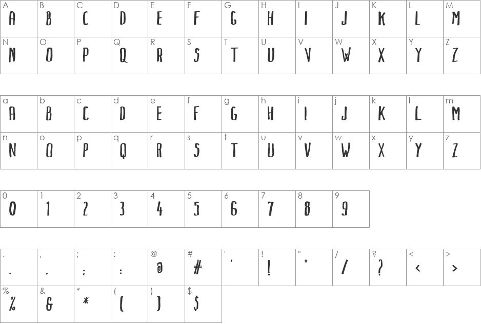 Markus Ink font character map preview
