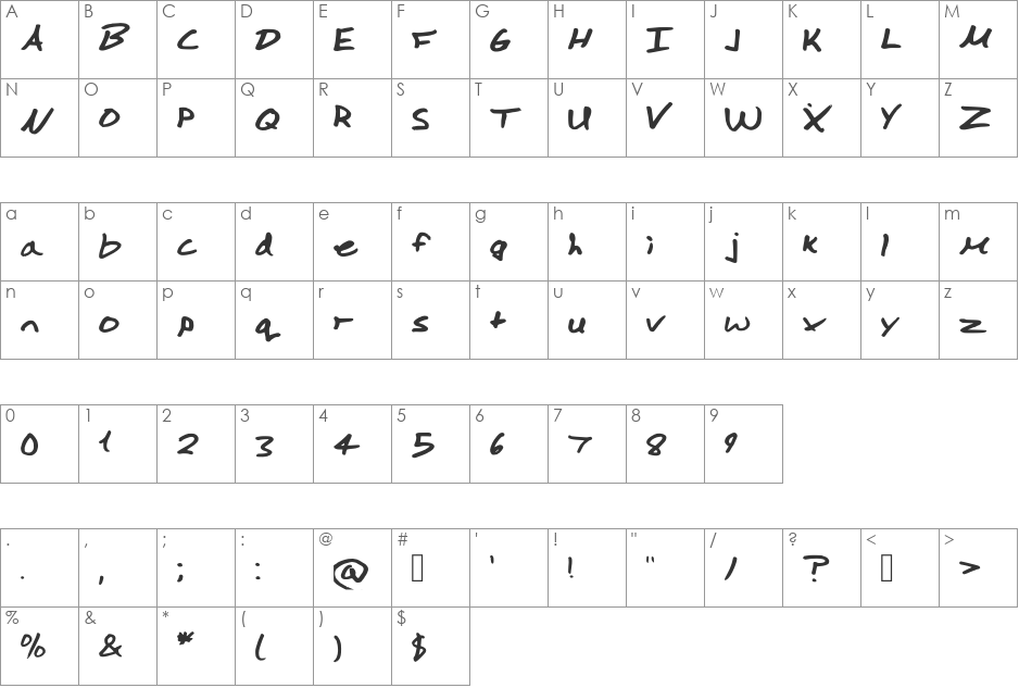 Marlon font character map preview