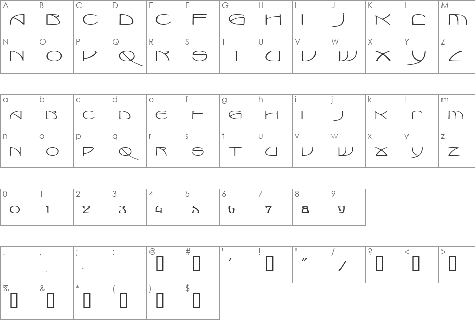 MarloweExtended font character map preview