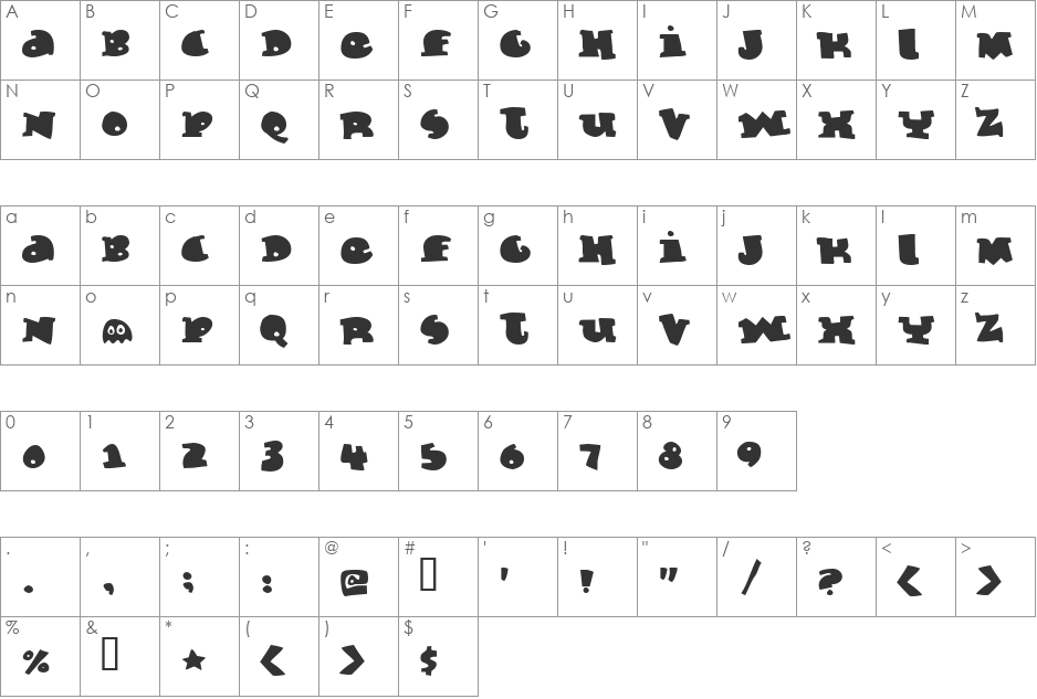 Marmelade Guys font character map preview