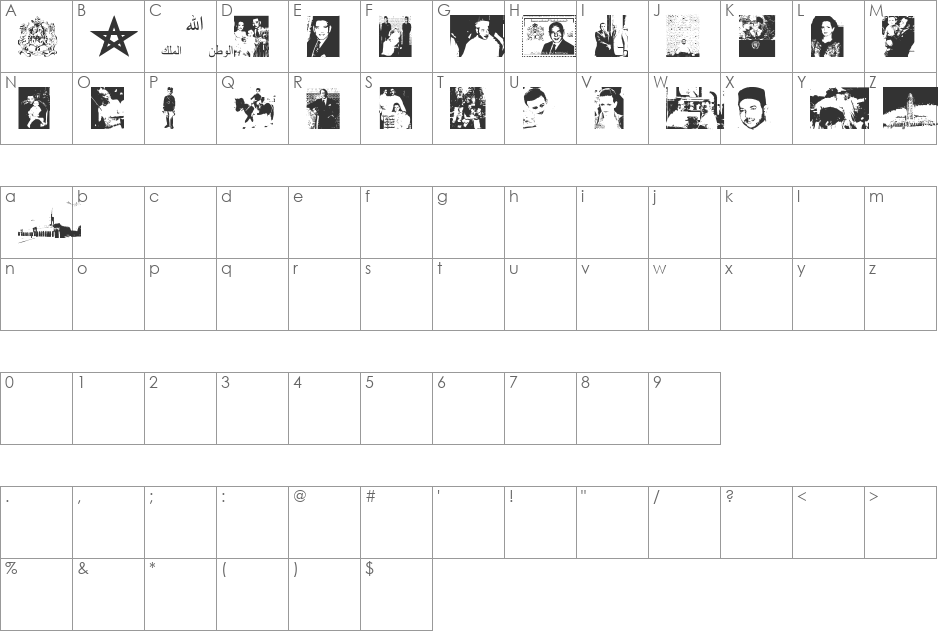 Maroc font character map preview