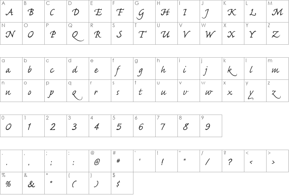 Marquardt font character map preview