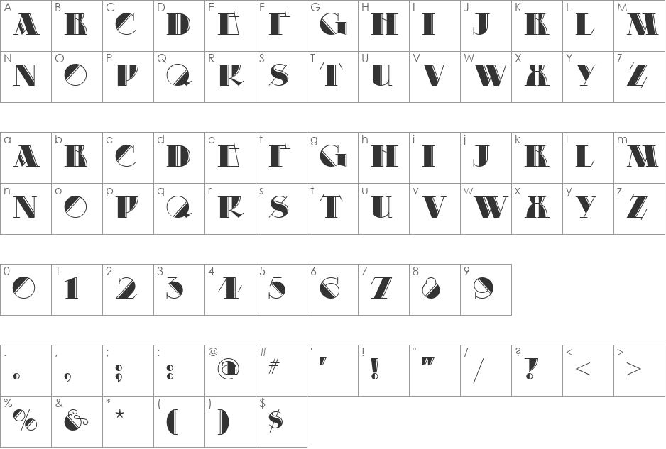 Marrakesh Express NF font character map preview