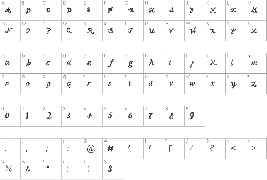 MarryYou font character map preview