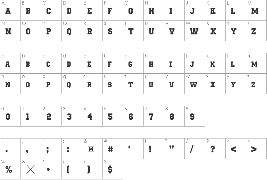 Mars&Twist font character map preview