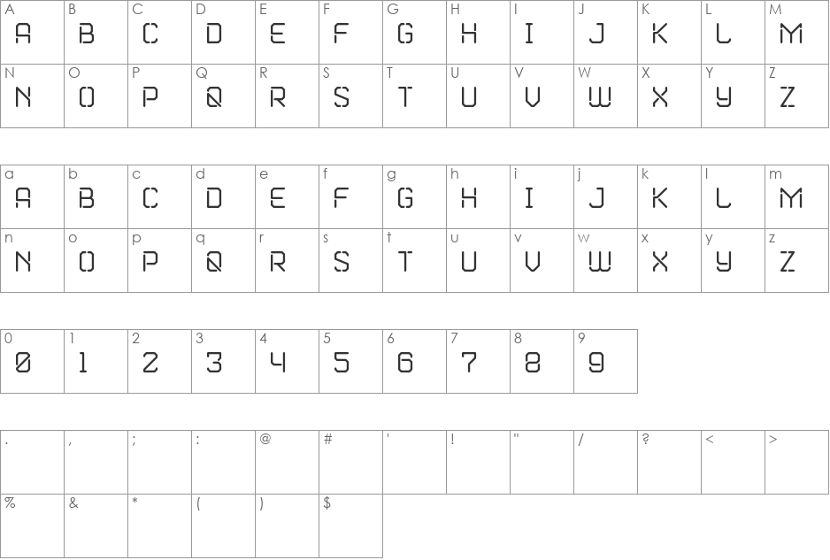 Marske font character map preview