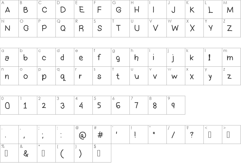 Marsya's Handwritter 012 font character map preview