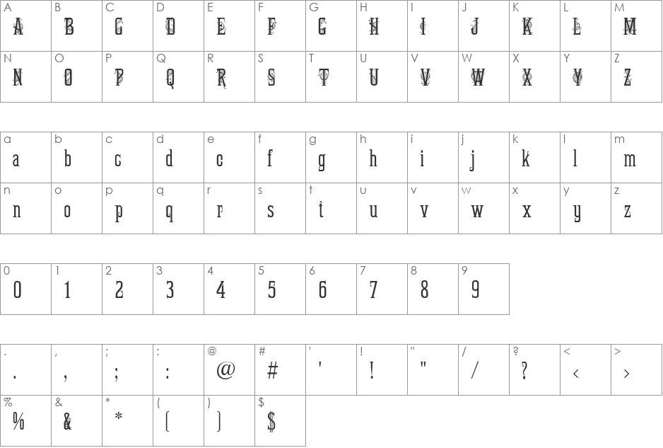 Marta Decor Two font character map preview