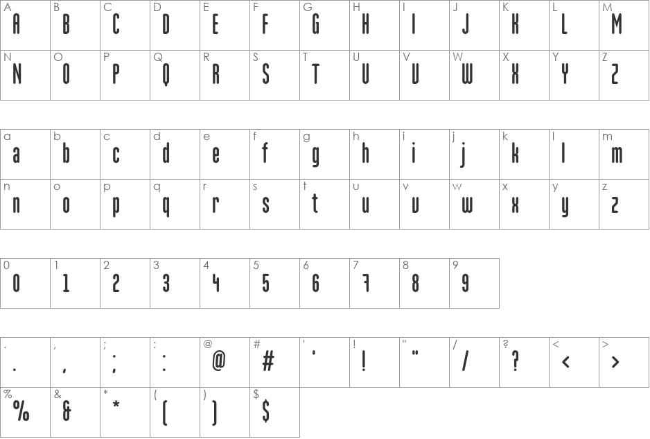 MartenCyr font character map preview