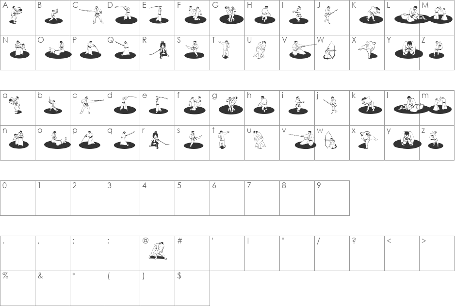 MartialOne font character map preview