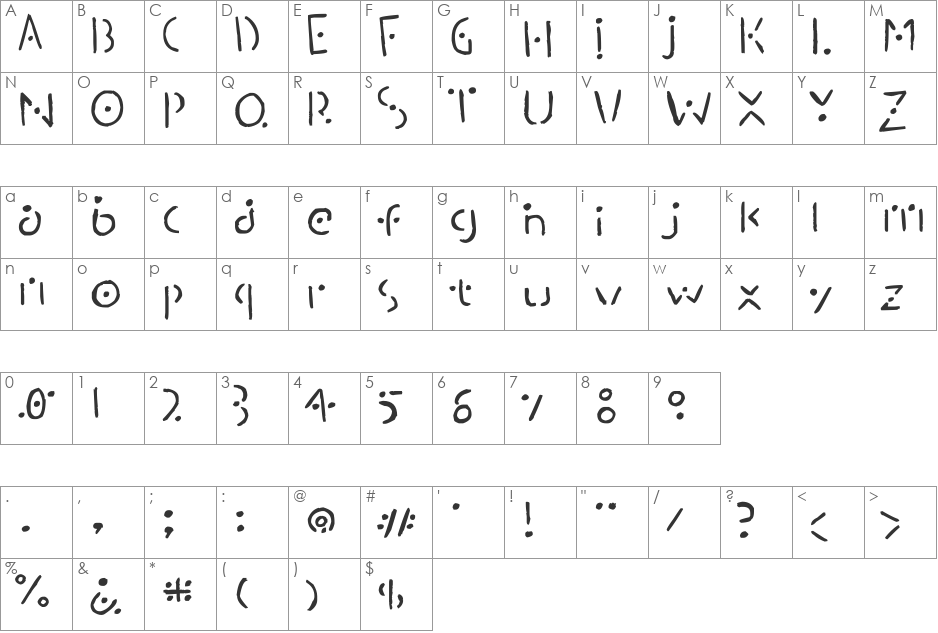 Martianesque font character map preview