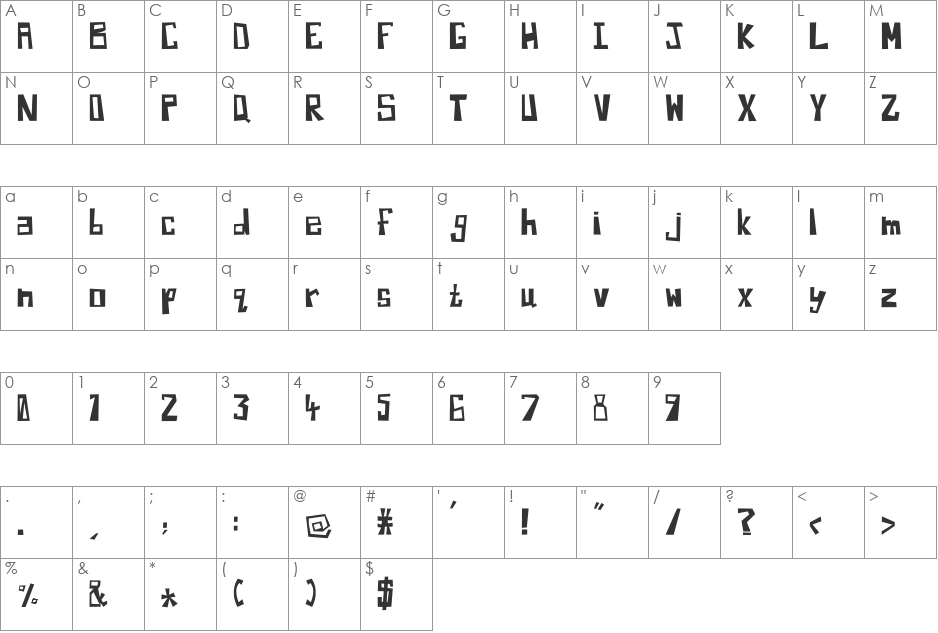 Martilo font character map preview