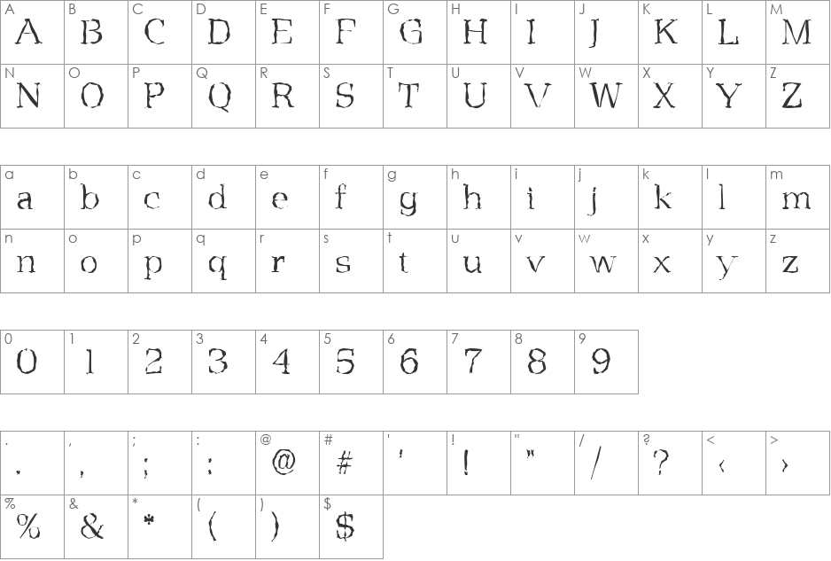 MartinBeckerRandom-Xlight font character map preview