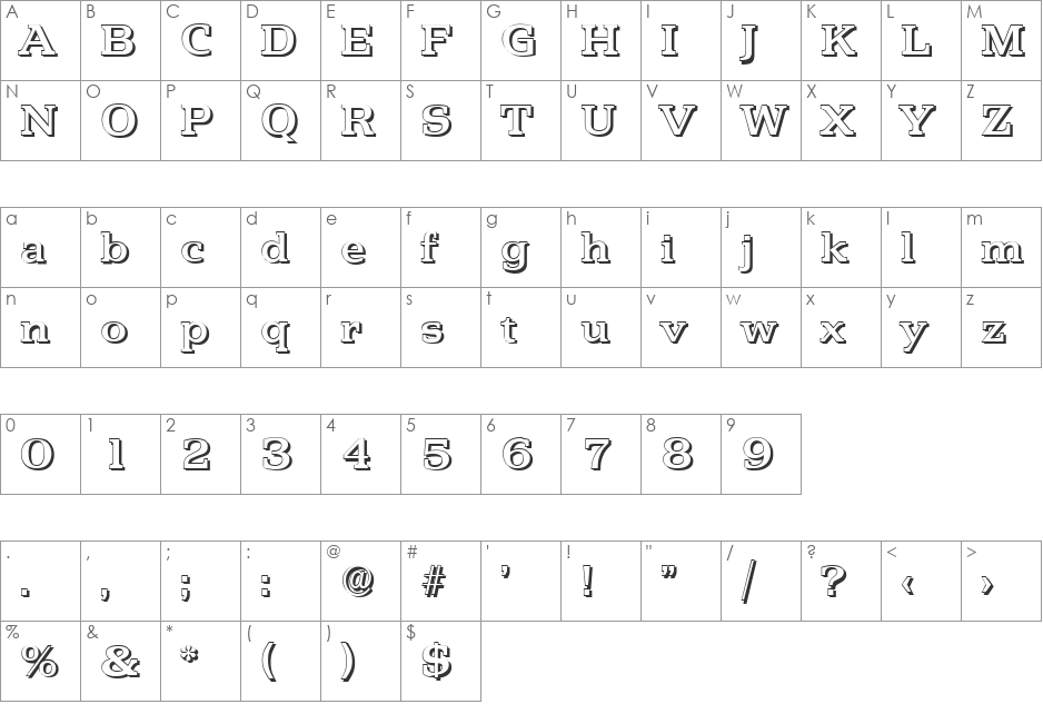 MartinBeckerShadow-Medium font character map preview