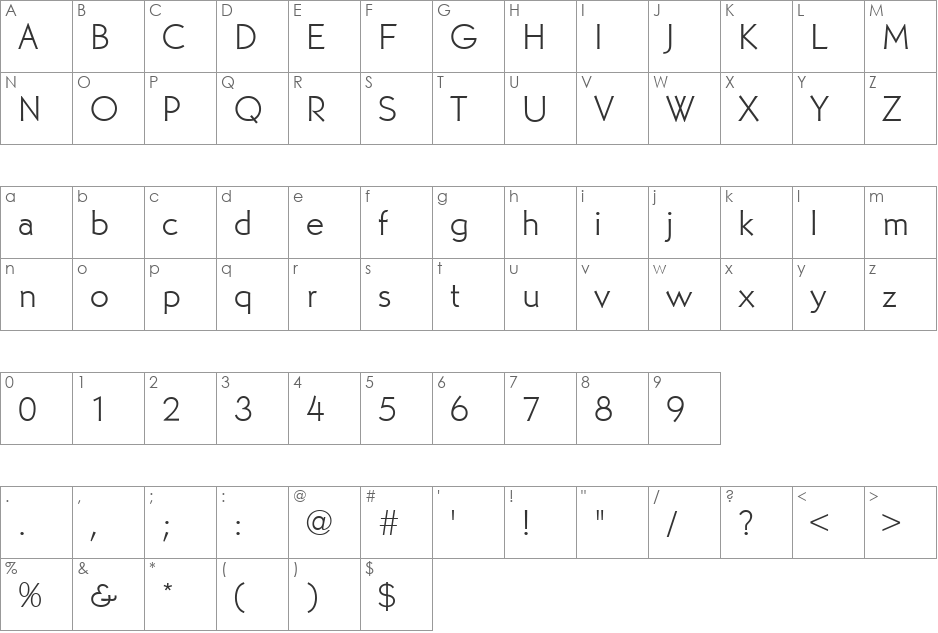 MartinGotURWTLig font character map preview