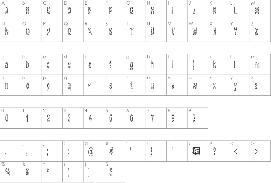 Acid Reflux (BRK) font character map preview