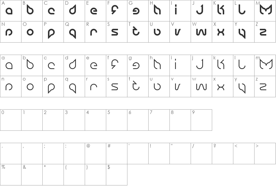 maruciel font character map preview