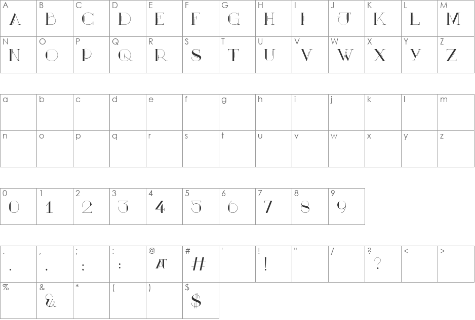 Mary [CAPS] font character map preview