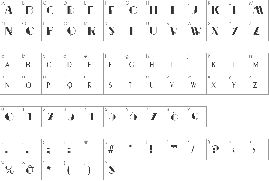 MaryBecker font character map preview