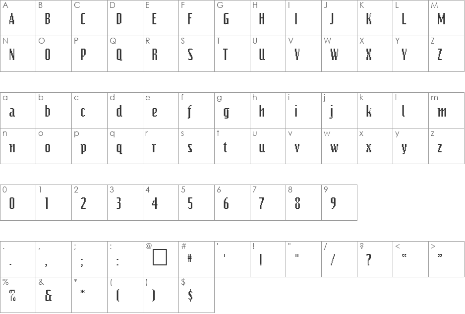 Maryland font character map preview