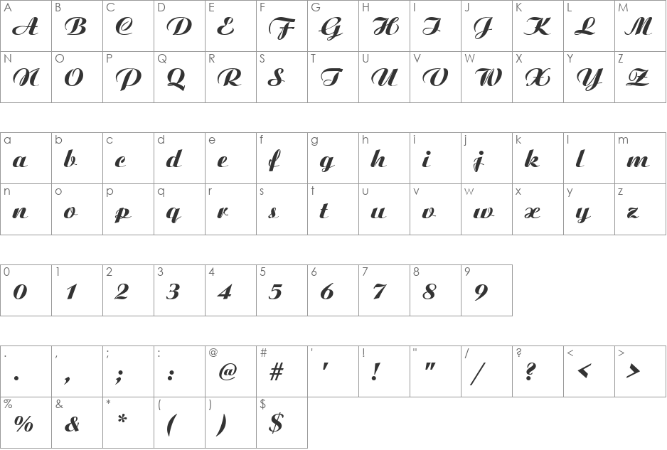 Maryland font character map preview