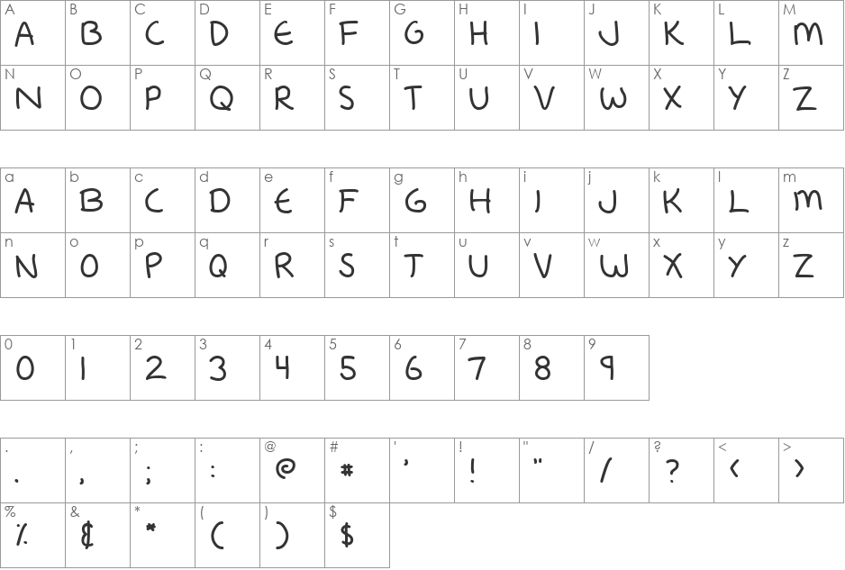 Mash font character map preview