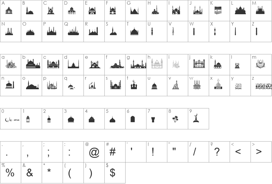 Masjid Al Imran font character map preview
