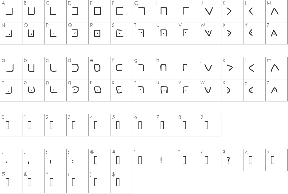 Masonic Cipher font character map preview