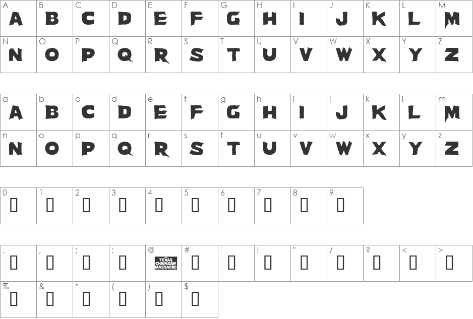 Massacre font character map preview