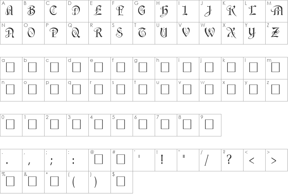 Averoigne font character map preview