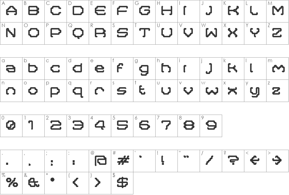 Masta font character map preview