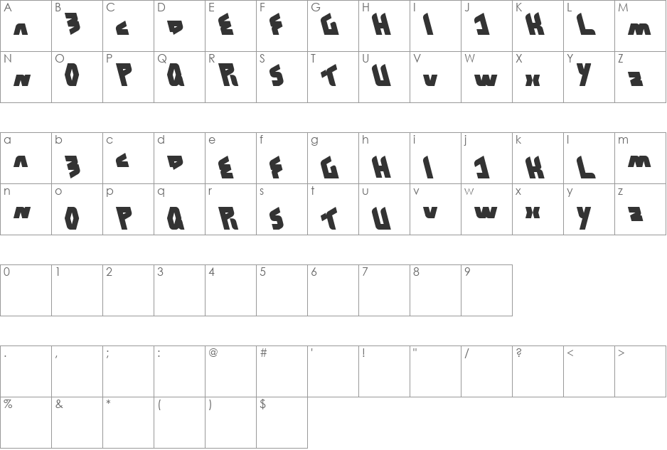 MASTER font character map preview