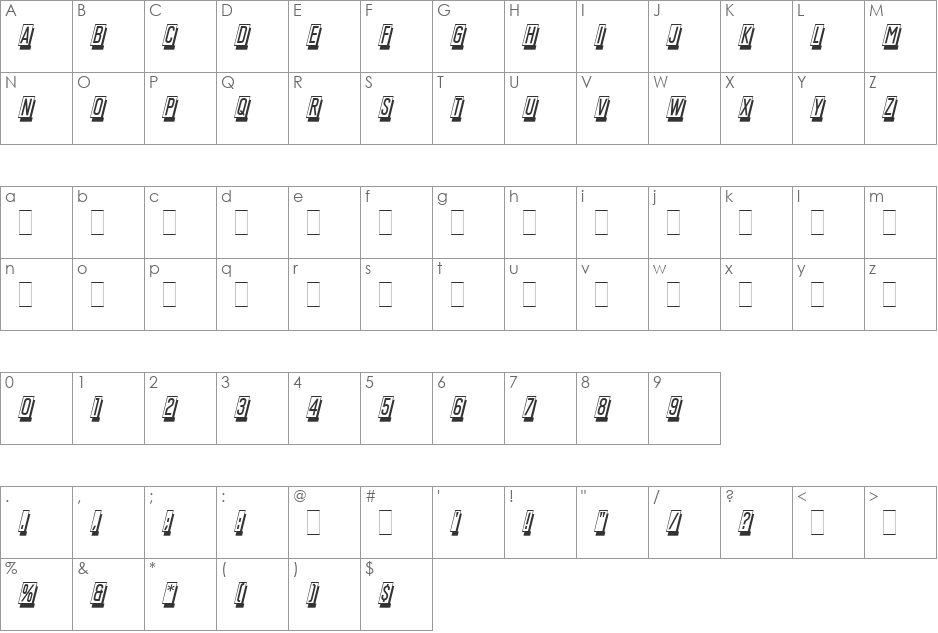 Mastercard LET font character map preview