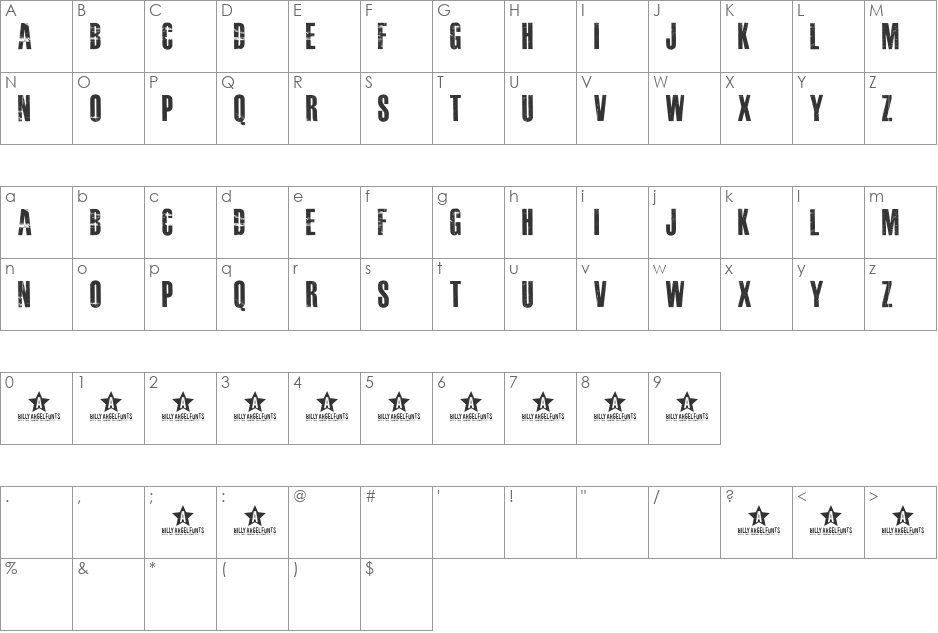 MASTERPLAN font character map preview