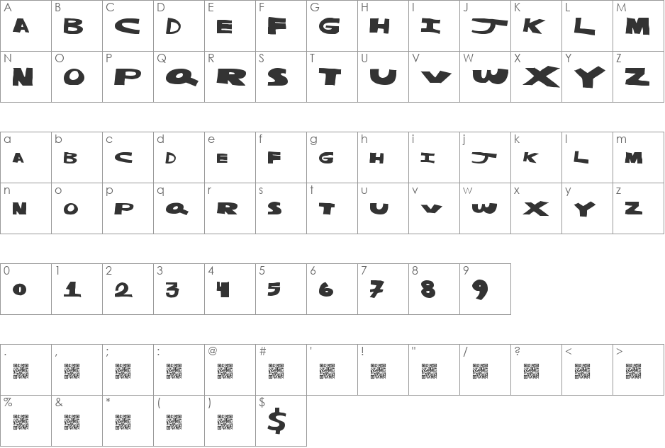 MasterStrike font character map preview