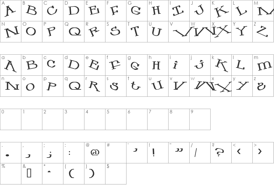 Mastillo2 font character map preview