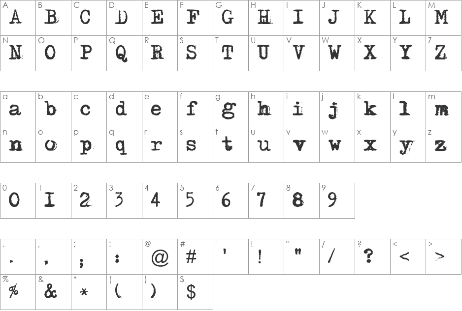 Maszyna Plus font character map preview