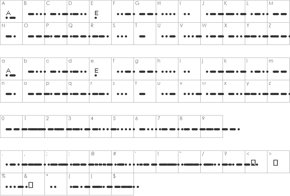 Match Morse (Shareware) font character map preview